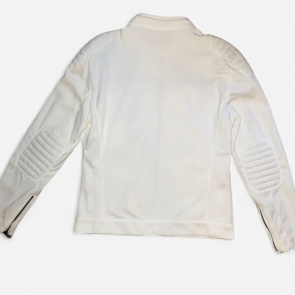 Zara Men's White Moto Racer Jacket SIZE LARGE